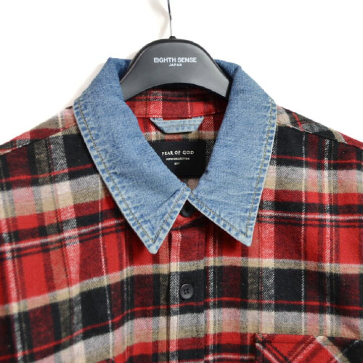 楽天市場】FEAR OF GOD - DENIM COLLARED FLANNEL FIFTH COLLECTION  