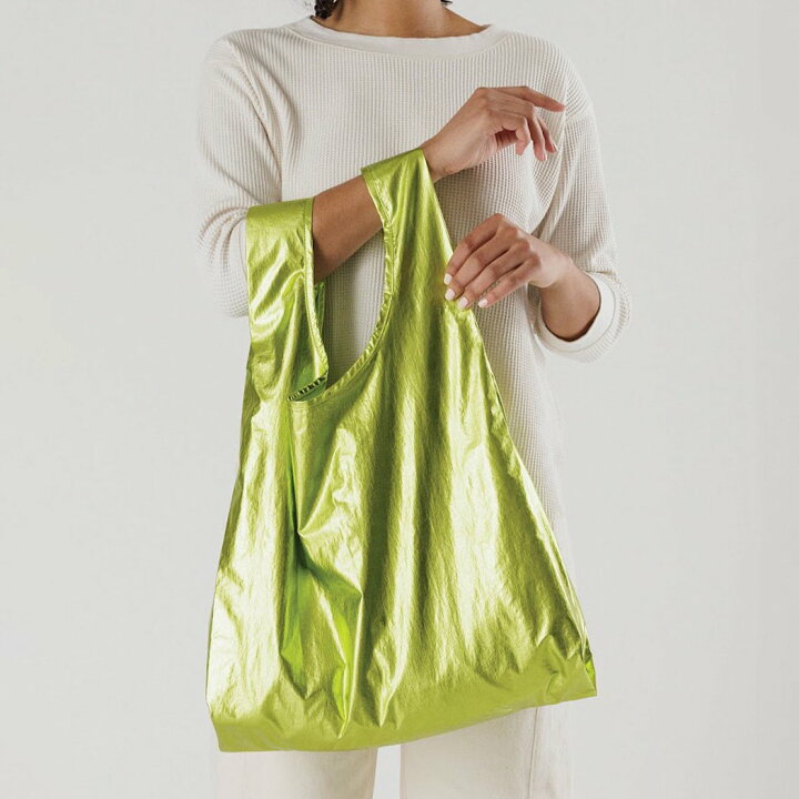 楽天市場】BAGGU バグー エコバッグ メタリック ライムグリーン 100  
