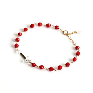 cocozelle(ココゼル) / COB-02 crystal ブレスレット - 珊瑚 レディース ギフト 記念日 アクセサリー ジュエリー 20代 30代 40代 50代 60代 プチギフト お祝い 買いまわり プレゼント