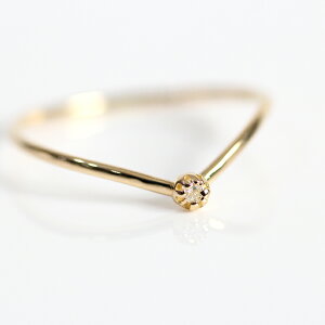 イロンデール エペパン hirondelle et pepin リング k18 hr-19fw-549 8つ爪ミニダイヤ Vリング レディース 指輪 ギフト 記念日 アクセサリー ジュエリー 20代 30代 40代 50代 プレゼント