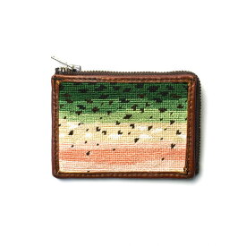SMOKE T ONE / Needlepoint L-Shaped Zip Card Wallet - Rainbow Trout Skin ジップウォレット ニジマス 財布 コインケース ウォレット ミニ 小さい コンパクト