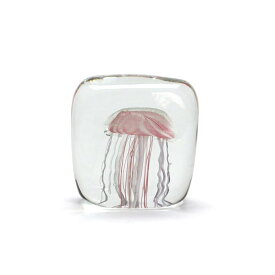 Jellyfish Twisted Leg - Square / Pink ジェリーフィッシュ ツイストレッグ スクエア / ピンク グラスオブジェ オブジェ ペーパーウェイト インテリア 置物 雑貨 ガラス 一部蓄光素材使用 くらげ クラゲ 飾り おしゃれ