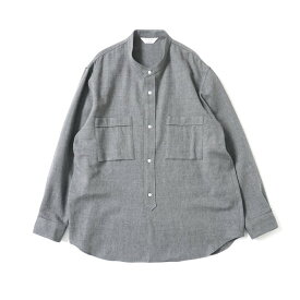 STILL BY HAND スティル バイ ハンド SH02234 - GREY ウール混 バンドカラーシャツ グレー 送料無料