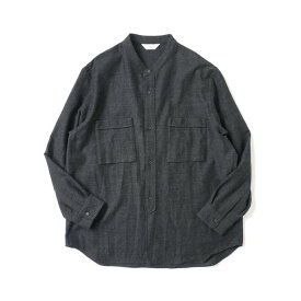 STILL BY HAND スティル バイ ハンド SH02234 - CHARCOAL ウール混 バンドカラーシャツ チャコール 送料無料