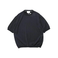 STILL BY HAND / KN02261 - INK BLACK 半袖ニットTシャツ Half sleeve knit t-shirt