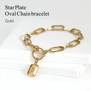 sinc シンク スタープレート オーバル チェーン ブレスレット バングル ゴールドカラー ステンレス カジュアル 人気 大人 可愛い 20代 30代 40代 50代 60代 金属アレルギー レディース アクセサリ