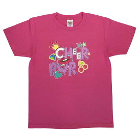 チア Tシャツ CHEER-PWR キッズ 子ども用 大人用 選べる5色 青 サックス 黄 イエロー 白 ホワイト ピンク 緑 ミントグリーン 120/130/140/150/160 エイティズチアリーディングチアダンス トップス レッスン着