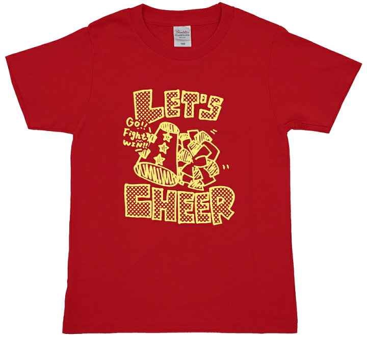 楽天市場 チア Tシャツ 子供 キッズ 半袖 Let S手書き風イラスト デザイン 選べる5色 1 130 140 150サイズ ラベンダー グリーン 緑 オレンジ レッド 赤 ブルー 青 チアリーディング チアダンス チアガール エイティズ レディース トップス チアパン グッズ 専門店