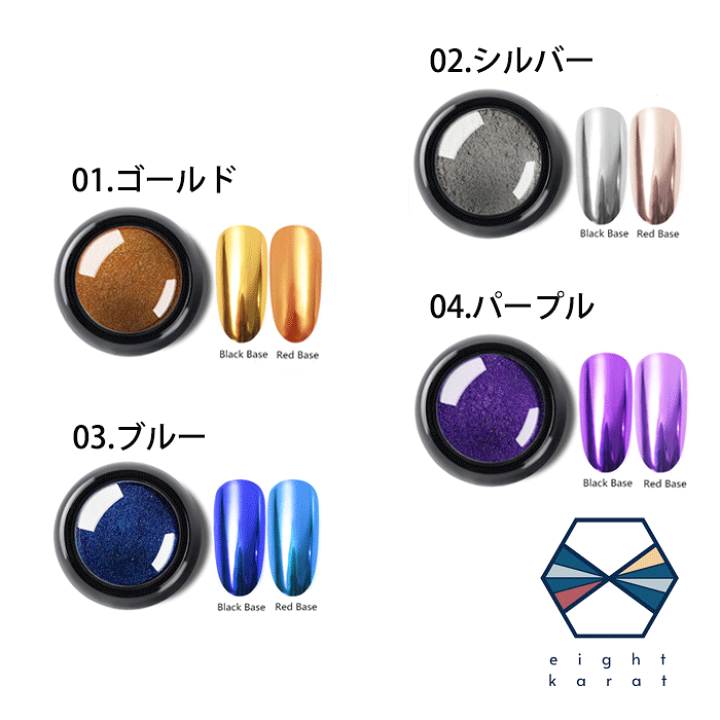 楽天市場】ネイル カラフルミラーパウダー【8カラー】チップ付き