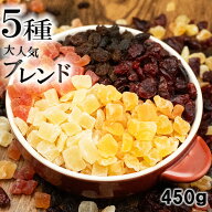 ドライフルーツ ミックス 5種 ブレンド 450g 中国産不使用 トロピカルフルーツ パイン パパイヤ クランベ…