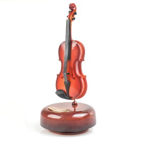 バイオリンオルゴール 360°回転可能 クリエイティブ ヴィンテージ チェロ型 オルゴール モデルオーナメント 回転する音楽ベース付き クラシカルな装飾 ミニレプリカ 楽器工芸品 女の子/男の子/女性へのギフトに