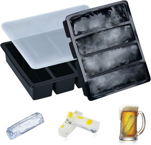 【翌日配達★即納】【2個セット】製氷皿 シリコン 製氷皿 大きい氷 製氷器 製氷機 氷作る容器 長方形氷 大きい氷 氷モールド 専用蓋付き 取出し簡単 溶けにくい ウイスキー 氷 アイストレー