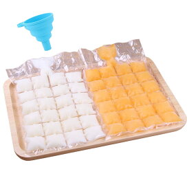 【50枚】製氷皿 製氷 袋 使い捨てアイスパック 氷を作ることができます セルフシール フリーザーバッグ シリコン製ファンネル付 お茶やお酒用氷が作れる DIYヨーグルト夏の飲み物