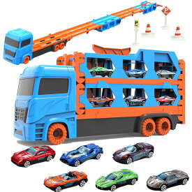 車おもちゃ 建設車両セット カタパルト式大きいサイズの車 男の子おもちゃ 3 4 5 6 7歳お誕生日プレゼントランキング 知育玩具 ミニカーセット 収納できるトラックおもちゃ 交通標識付き