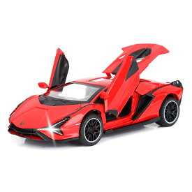 おもちゃの車 Lambo Sian FKP3 金属モデルカー 光と音付き プルバック おもちゃ車 3歳以上の男の子用 (レッド)