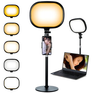 新型モデル」LEDリングライト 女優ライト 卓上 人気 【50段階調光】自撮り zoom用 ライト スマホスタンド付き 生放送用ライト 5色モード 3000K-6000K USBライト 読書灯 電気スタンドライト 合金製