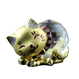 招き猫 水晶 風水 クリスタル 猫 ミニチュア オブジェ まねきねこ 置物 金運 財運 勝負運 ブレスレット
