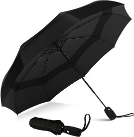 防風トラベルアンブレラ - 折りたたみ傘自動開閉 - 折りたたみ傘 最強 - 折り畳み傘おしゃれ - コンパクト、軽量、自動、強力、ポータブル - 耐風、雨用の小型折りたたみバックパックアンブレラ - 男性用、女性用