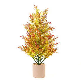 クリスマスツリー ミニ 観葉植物 フェイクグリーン 48cm オレンジレッド 2個セット