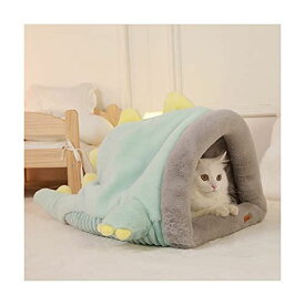 かわいいいひよこペット ベッド、かわいい猫ベッド、 猫 布団、かわいいペットベッド、枕付きさくら猫寝袋、猫ベッド、心を落ち着かせる犬ベッド、猫と子犬用の柔らかく暖かい居心地の良いペット用品 (Dinosaur)
