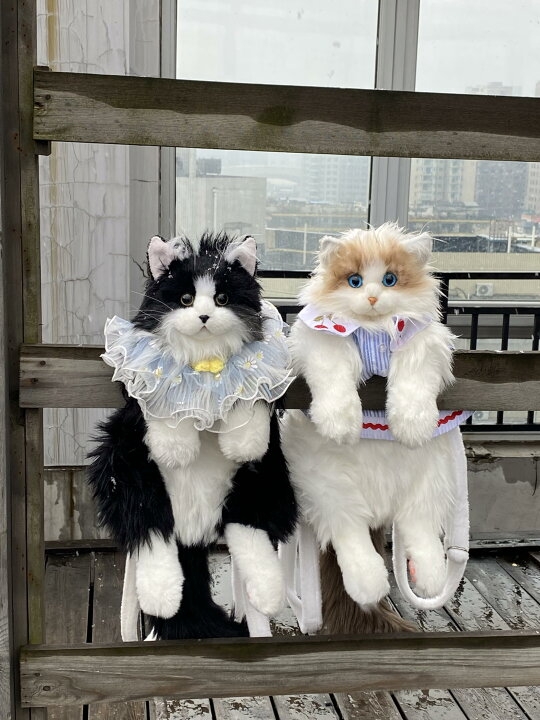 楽天市場】ハンドメイド リアルな猫型リュック 猫のぬいぐるみペット 