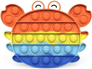 スクイーズ玩具 プッシュポップ ストレス解消 フィジェットお もちゃ 子供大人 人気 ボードゲーム カラフル 減圧おもちゃ(カラフル カニ)