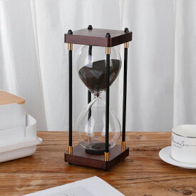 スクエアウッドボトムガラス砂時計60分タイムタイマーおもしろい家の装飾品砂時計キッチンアワーメーターゴールデンサンドクロック