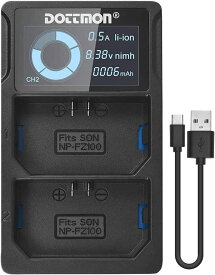 NP-FW50 互換 USB 充電器 デュアルスロット カメラ バッテリーチャージャー LCD付 Sony Alpha A6400, A6000, A6300, A6500, A5100, A7, A7II, A7RII, A7SII, A7S, A7S