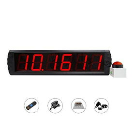 LEDタイマー デジタルタイマー 大型 高精度 多機能 10秒21秒tik tokゲーム挑戦 体育館、学校、マラソン大会、試合、ジム、ガレージ、オフィス、フィットネス、ゲーム用 ボタン付き (4インチ6桁)