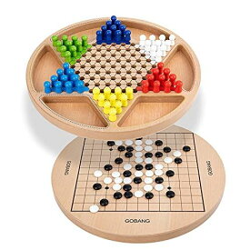 ダイヤモンドゲーム チェッカーズ＆?五子（五目並べ）2in1 Chinese Checkers &amp; Gobang (Five in a Row) ボードゲームツーインワン家族とパーティーのための伝統的な戦略ボードゲーム