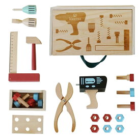 おもちゃの建設ツール | 幼児用木製穴あけ工具セット - キッズツールセット ドリルプライヤー付き スクリューボルト おもちゃのツールセット 幼児 男の子 女の子 年齢3～6歳用