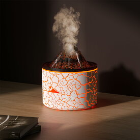 アロマディフューザー 火山炎 加湿器 【焚き火7色LEDの照明+噴霧モードも2タイプ切り替え可能】 おしゃれ 小型加湿器 卓上 超音波式加湿機 25dB静音 180ml容量 空焚き防止 上から給水乾燥・花粉対策 ギフト オフィス ベッドルームに最適