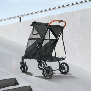 ペットカート 耐荷重50kg 大型犬対応 前後ドア 乗りやすい 折りたたみ 多頭 ワンタッチ折り畳み 中型犬 小型犬 猫 軽量 組立簡単 工具不要 介護用 ドッグカート 犬 猫 動物 ペット用品【ブラ