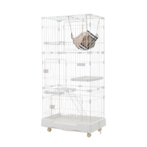 猫 ケージ キャットケージ ペットケージ キャスター付 猫ゲージ 大型 多頭飼い ネコドア キャットハウス 1段2段3段可能 留守番 保護 脱走防止 おしゃれ (3段,ホワイト)