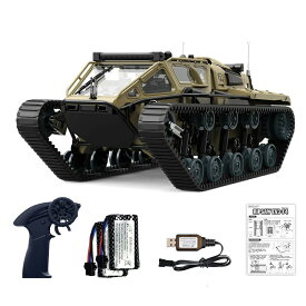 【楽天1位】キャタピラー 戦車 ラジコン 子供 オフロード ラジコンカー RCタンク 27CM 高速 装甲車 ハイスピード 2.4Ghz 360°回転 LED付き 開閉可能なドア 充電式 電動 おもちゃ リモコンカー 男の子 誕生日 人気 クリスマス プレゼント 祝日 贈り物 日本語取扱説明書付き