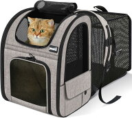 ペット キャリーバッグ 猫用 犬用 リュック メッシュ窓 通気性 拡張可能 2WAY ペットハウス ケージ 折り…