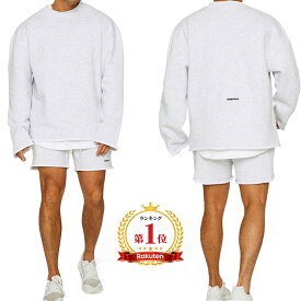 【楽天1位】メンズセットアップ 上下セット 春夏秋 スウェット トップス ショートパンツ 短パン 薄手 クルーネック ビッグシルエット ドロップショルダー カジュアル ストリート ルームウェア 部屋着 快適 おしゃれ