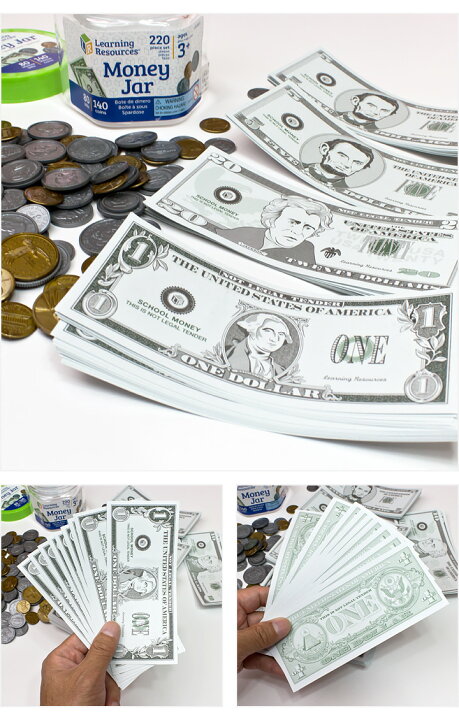 楽天市場 おもちゃ お金 Us紙幣とコインのセット Money Jar おもちゃのアメリカ通貨 紙幣 コイン 収納ボトル付き 幼児 子供 小学生 こども 英語教材 英語学習 幼児英語 子供用 英語伝 Eigoden