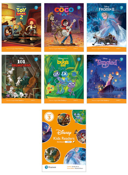 楽天市場 ディズニー 英語教材 絵本 英語 Disney Kids Readers Level 3 Pack 英語絵本 6冊とワークブックのセット レベル３ 小学生レベル 正規販売店 送料無料 子ども 子供 英会話教材 アナ雪 絵本 システム フォニックス 英単語 英会話 教材 プリンセス 幼児 多読