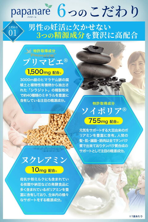 楽天市場】葉酸サプリ 妊活サプリ 男性用 Papanare (パパナーレ ） 60  