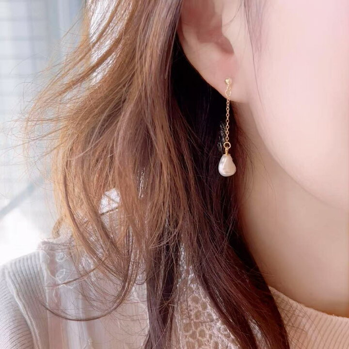 楽天市場】ピアス 金属アレルギー 淡水パール ピアス バロックパール 