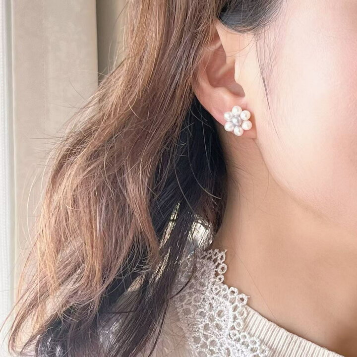 楽天市場】ピアス 金属アレルギー 淡水パール ピアス フラワーモチーフ 