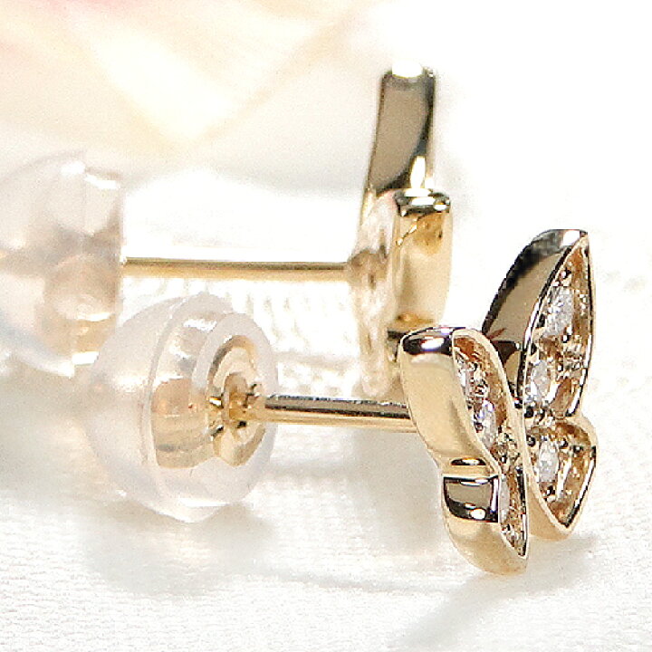 楽天市場】K10YG【0.16ct】バタフライ ダイヤモンド ピアス【送料無料 