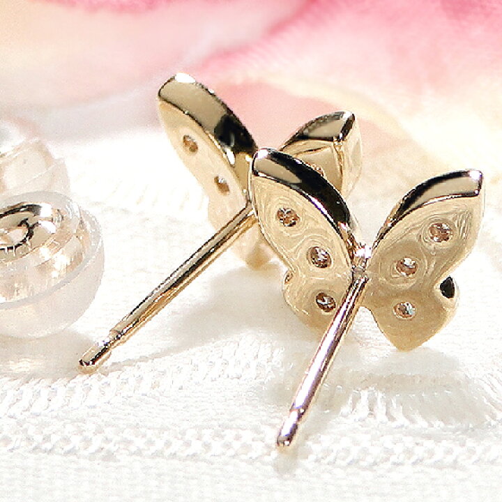 楽天市場】K10YG【0.16ct】バタフライ ダイヤモンド ピアス【送料無料  