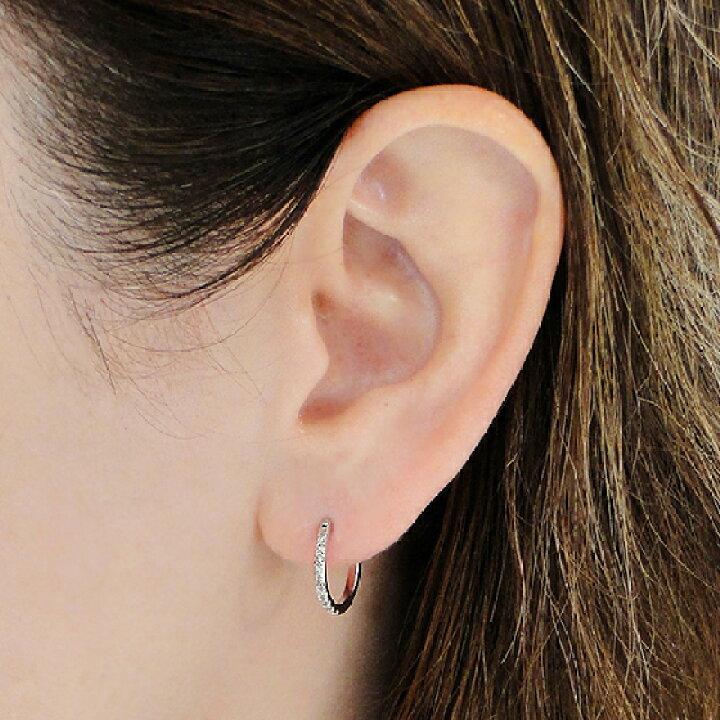 楽天市場】K10YG/PG/WG ダイヤモンド フープ ピアス 0.14ct【送料無料  