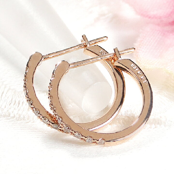 楽天市場】K10YG/PG/WG ダイヤモンド フープ ピアス 0.14ct【送料無料 