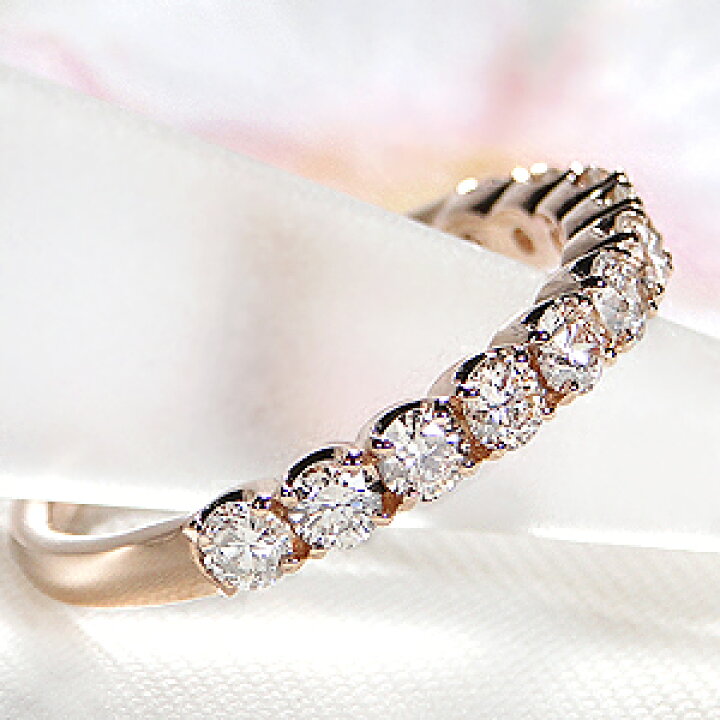 楽天市場】K18PG ダイヤモンド ハーフ エタニティリング【0.7ct 