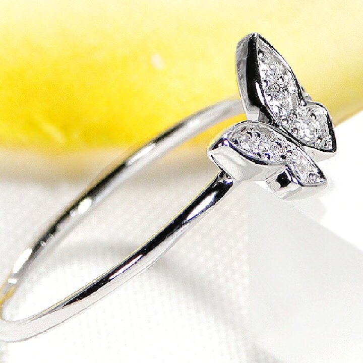 楽天市場】K10WG【0.10ct】バタフライ ダイヤモンド リング【送料無料 