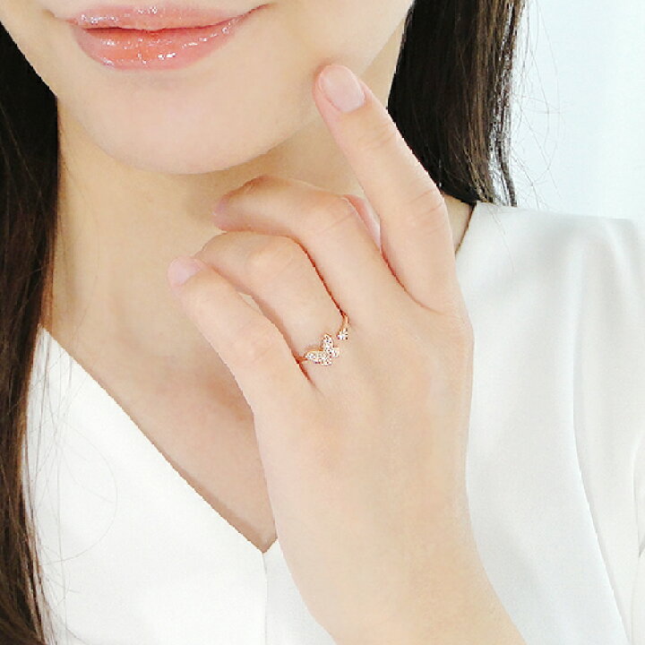 楽天市場】K10PG【0.10ct】バタフライ ダイヤモンド リング【送料無料 