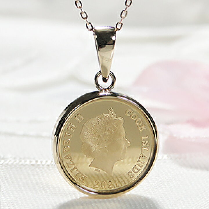 楽天市場】純金 K24 マーメイド コインネックレス 1/30oz ガラス付 
